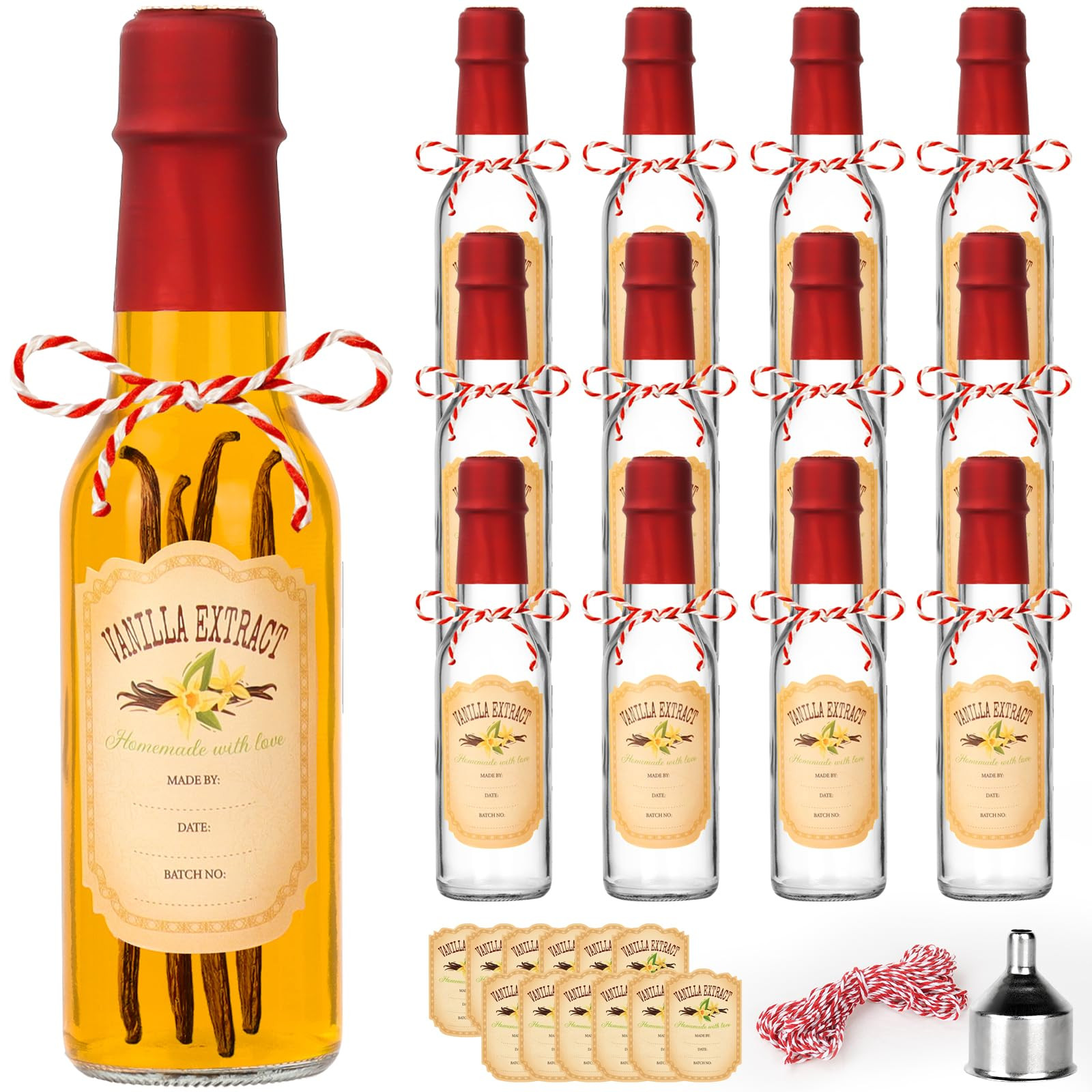 DHSBTLS 12 PCS 5 oz Vanilla Extract Bottles 150 ml Hot Sauce Glass Bottle with Leak Proof Screw C... | Amazon (US)
