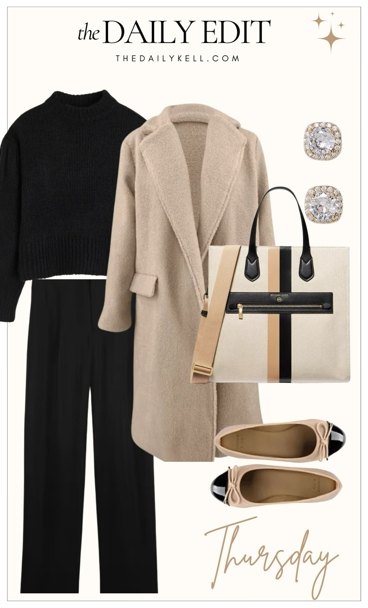 Thursday’s daily outfit is a classic style that will also have you feeling cozy and chic.  

These Chanel inspired ballet flats elevate this neutral look and gives it some polish along with the striped tote and earrings.  

#LTKstyletip #LTKover40 #LTKSeasonal