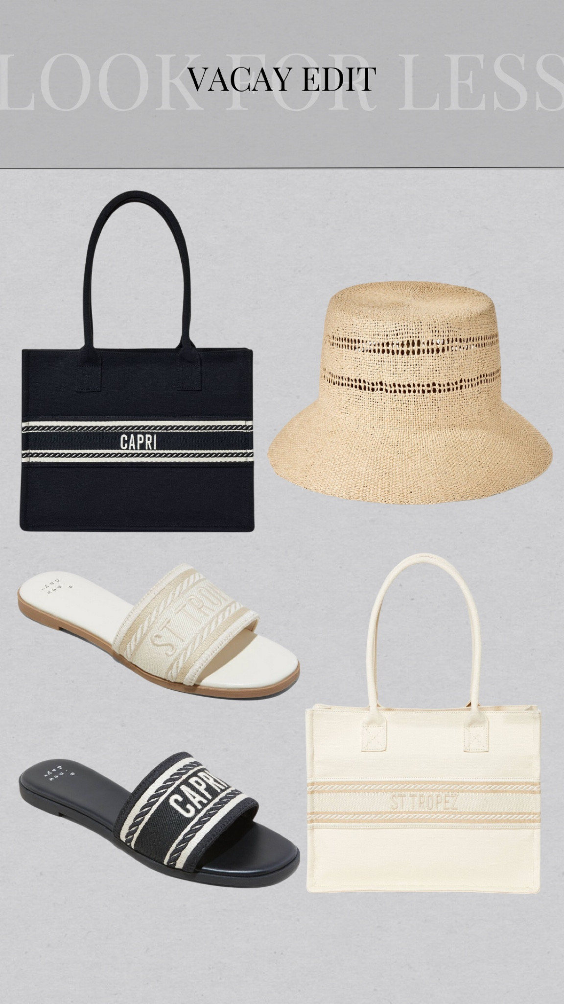 Designer look for less beach tote and sandals for spring vacay 🌴 these won’t last! #lookforless #beachtote #beachbag #vacation #vacay #sandals #buckethat #target #targetfind #targetstyle #fashion #springbreak #cruise #resortwear #beach #pool


#LTKfindsunder50 #LTKstyletip #LTKfindsunder100