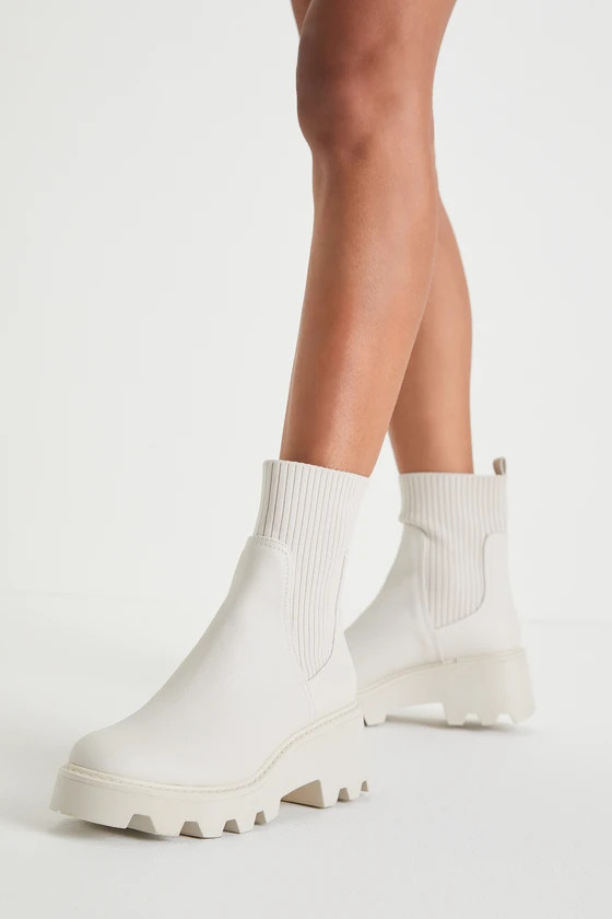 Villa Ivory Platform Lug Sole Chelsea Boots | Lulus (US)