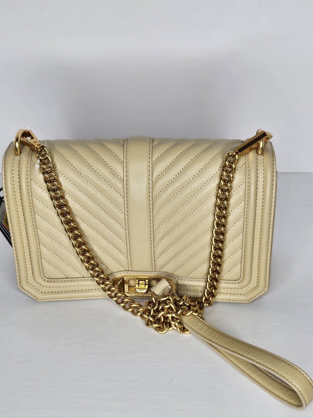 Rebecca Minkoff Chevron Quilted Love Latte/Sand Dune Small Handbag New | eBay AU