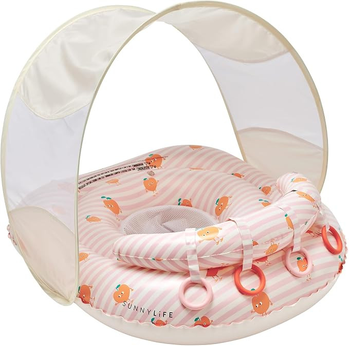 SUNNYLiFE Interactive Baby Float, Poppy The Peach Pink Stripe, 6-12 Months, PVC/Polyester/PU/Sili... | Amazon (US)