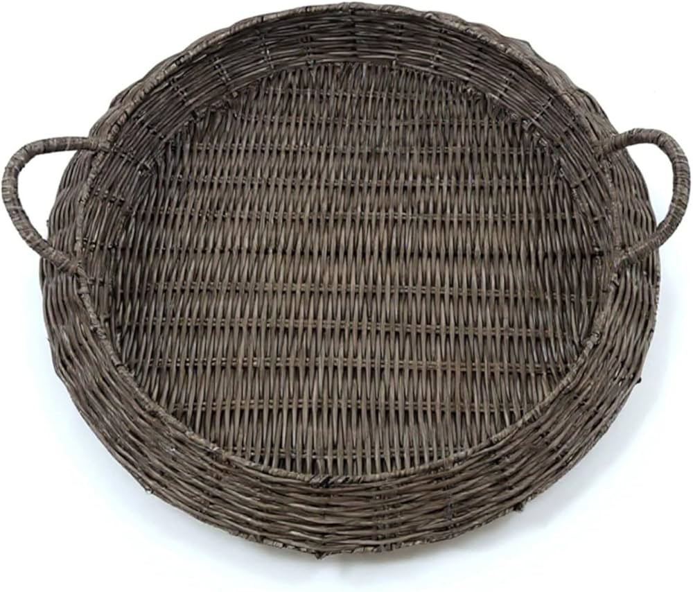 22 Inch Oversized Round Woven Basket Christmas Woven Serving Tray Round Decorative Basket for Fru... | Amazon (US)