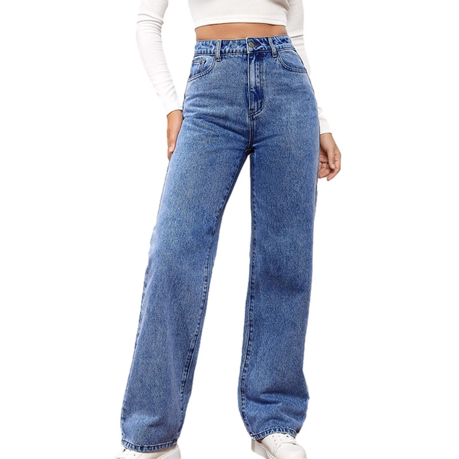 Kovlvoll Wide Leg Jeans Women High Waisted Pants Stretch Slim Casual Solid Color Denim Trousers w... | Walmart (CA)