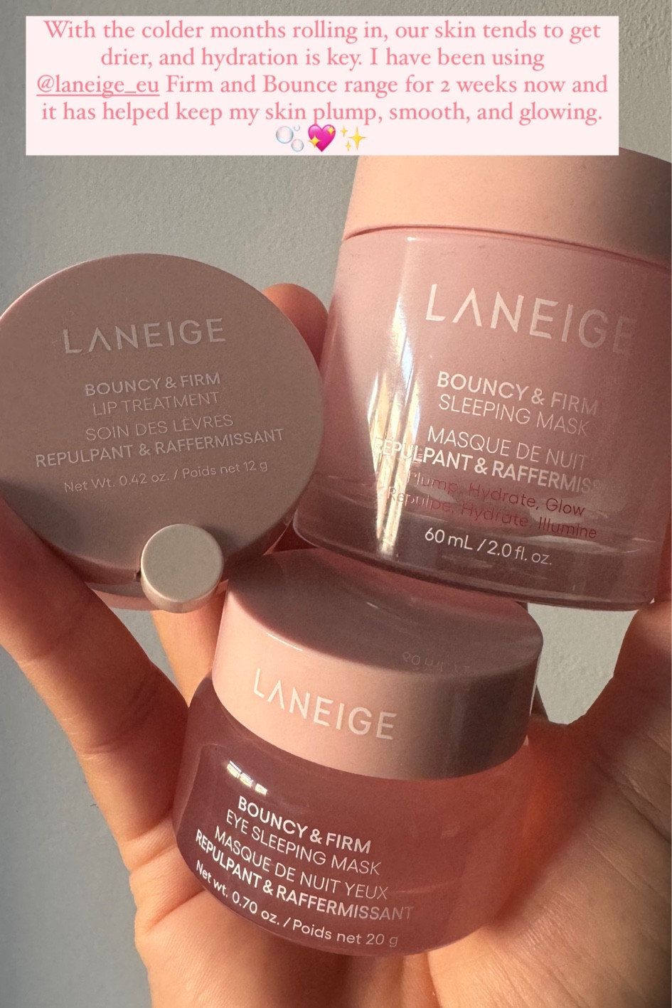 With the colder months rolling in, our skin tends to get drier, and hydration is key 🔑. Laneige’s Firm and Bounce range helps keep my skin plump, smooth, and glowing all season long!🫧💖✨

#LTKbeauty #LTKautumn #LTKluxury