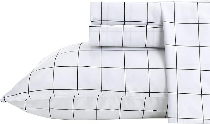 Best Season Printed Plaid Bed Sheet Set 3 Pieces - Twin Size - Double Brushed Microfiber Super So... | Amazon (US)
