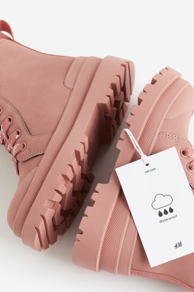 Waterproof Lace-up Boots - Pink - Kids | H&M US | H&M (US + CA)