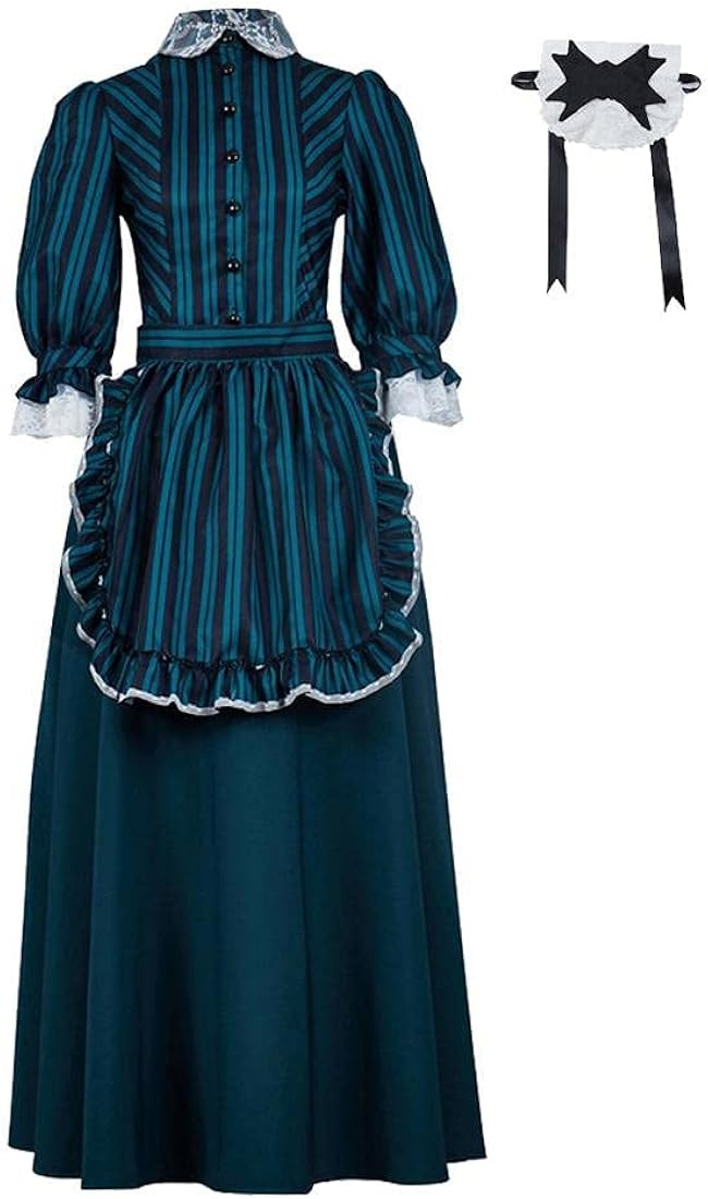 VintageCos Haunted Mansion Costume Maid Apron Dress Butler Castmember Costume Ghost Halloween Out... | Amazon (US)