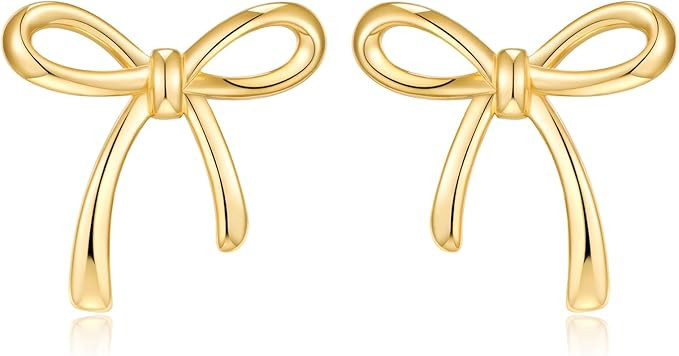 Gold Silver Bow Stud Earrings for Women Bow Jewelry Simple Earrings | Amazon (CA)