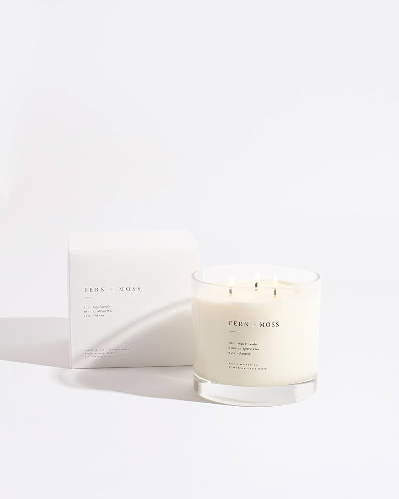 Brooklyn Candle Studio Fern & Moss XL 3 Wick Candle - Luxury Scented Candle, Vegan Soy Wax, Hand ... | Amazon (US)