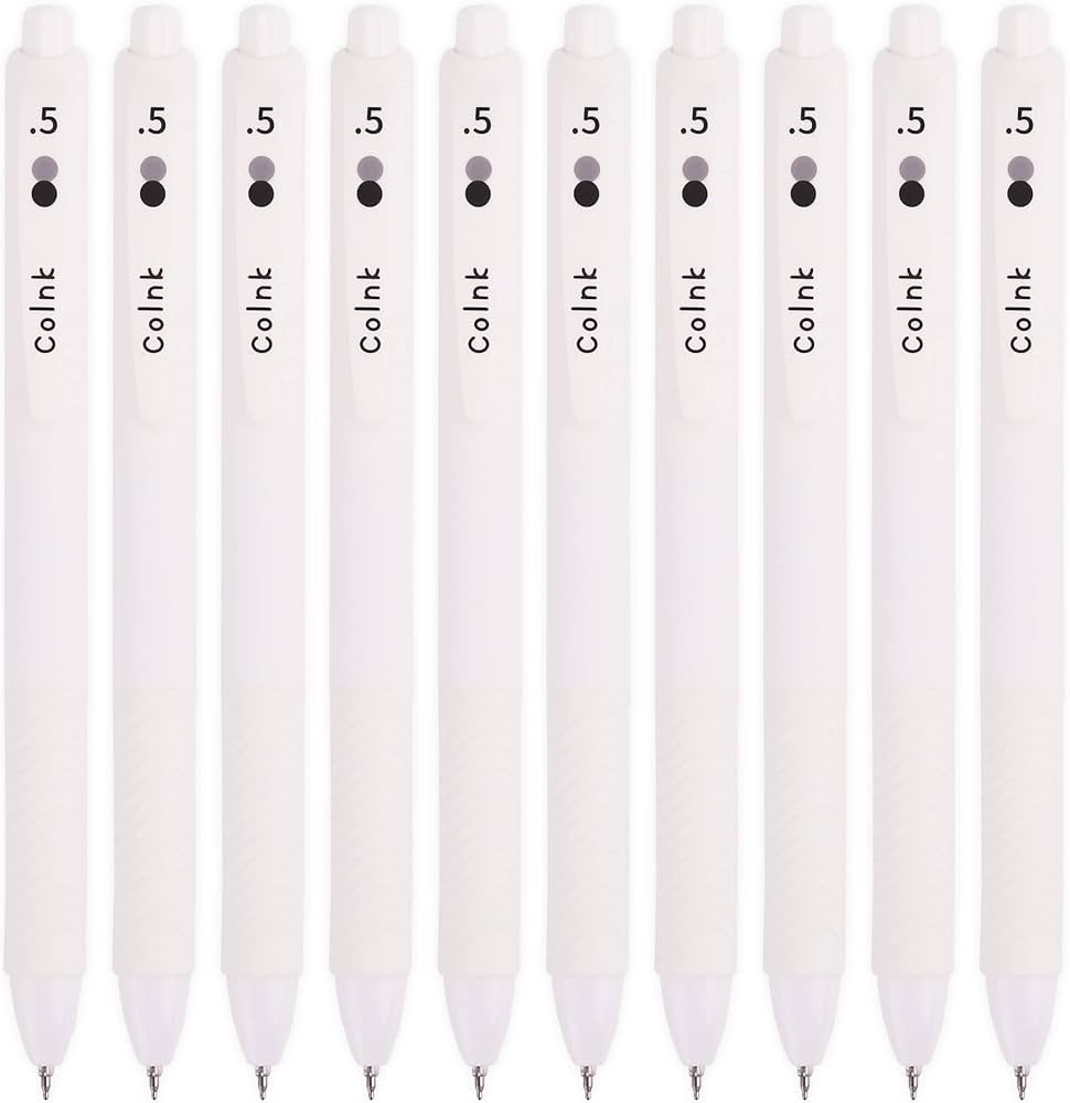 COLNK Gel Pens Fine Point 0.5mm for Note Taking, Retractable White Writing Pens Black Gel Ink, Of... | Amazon (US)