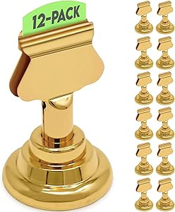 Gold Table Number Holders (12 Pack) - Metal Place Card Holder, Picture Holder, Weddings Menu Hold... | Amazon (US)