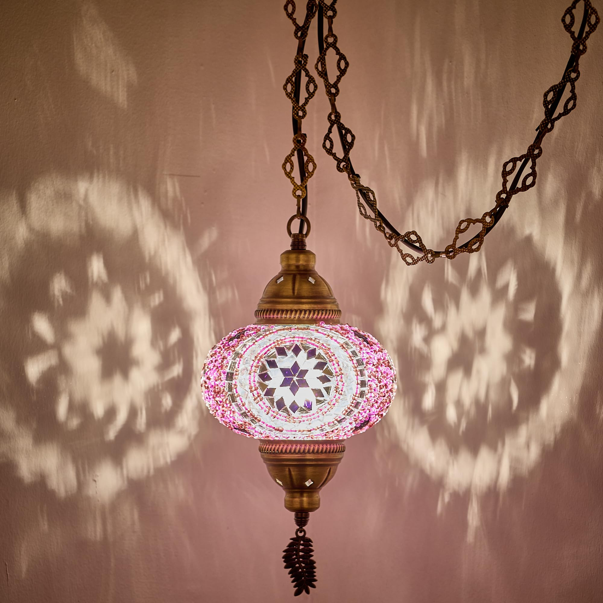 DEMMEX Plug-in Turkish Moroccan Mosaic Hanging Pendant Ceiling Light – Swag Lamp Fixture with 1... | Amazon (US)
