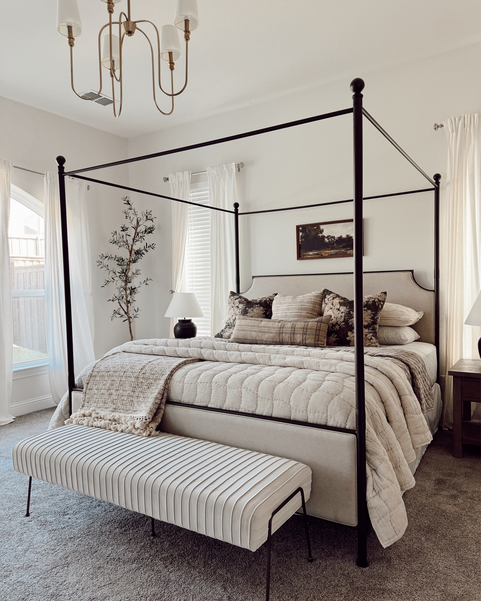 Aasif Upholstered Metal Canopy Bed curated on LTK