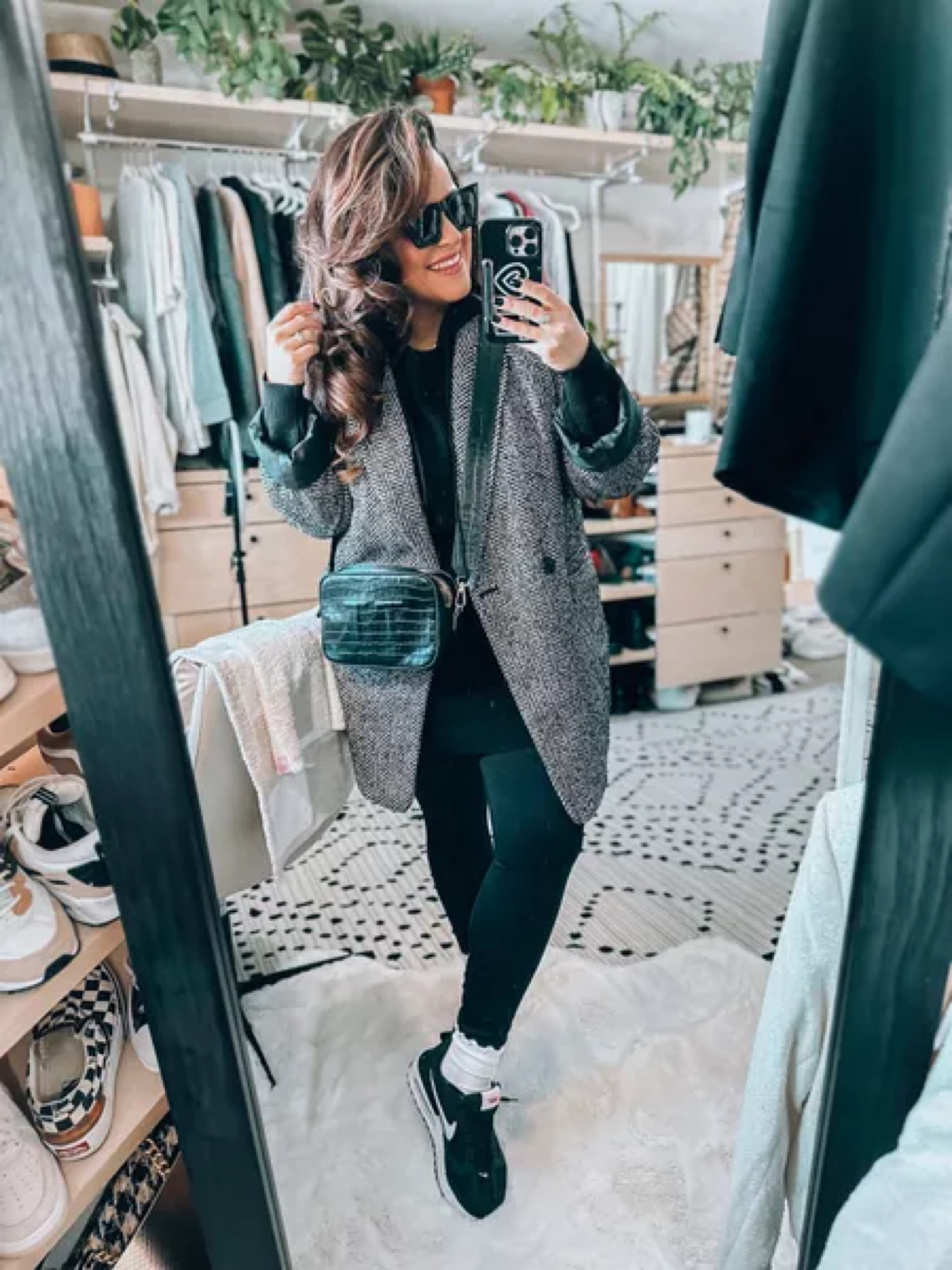 Casual winter midsize outfit- size 14 Medium weight dad coat- large Amazon hooded sweater dress xl Nike workout legging with tummy panel (xl) Lettuce trim socks Amazon Black super comfy walking shoe tts Sunglasses amazon Crossbody bag

#LTKstyletip #LTKcurves