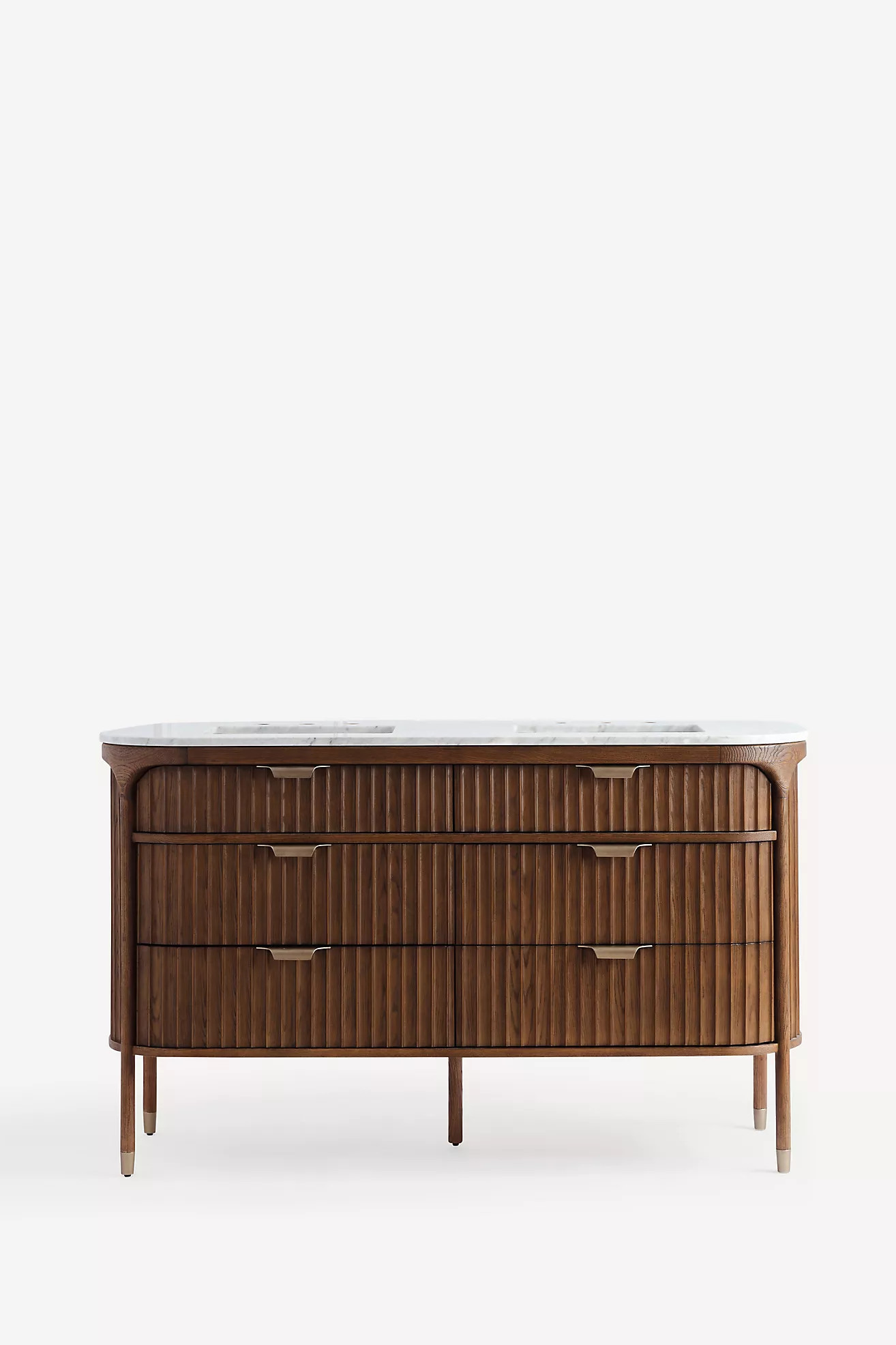 The Isla Marble-Top Fluted-Wood Double-Bathroom Vanity | Anthropologie (US)