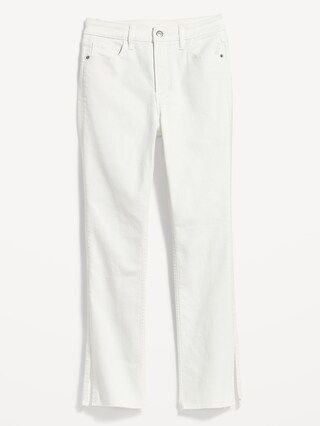 Extra High-Waisted Rockstar 360&#xB0; Stretch Super-Skinny White Side-Split Jeans for Women | Old Navy (US)