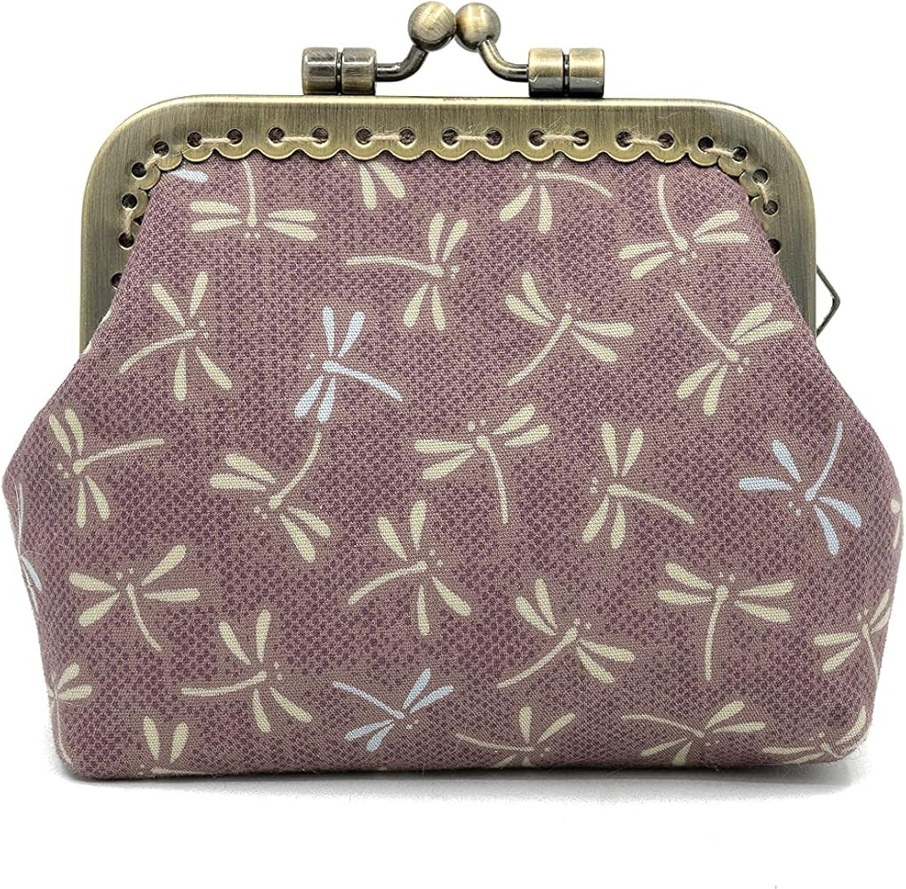 Women Coin Purse Cute Change Wallet With Clasp Handmade Small Wallet (Dragonfly Plum) | Amazon (US)