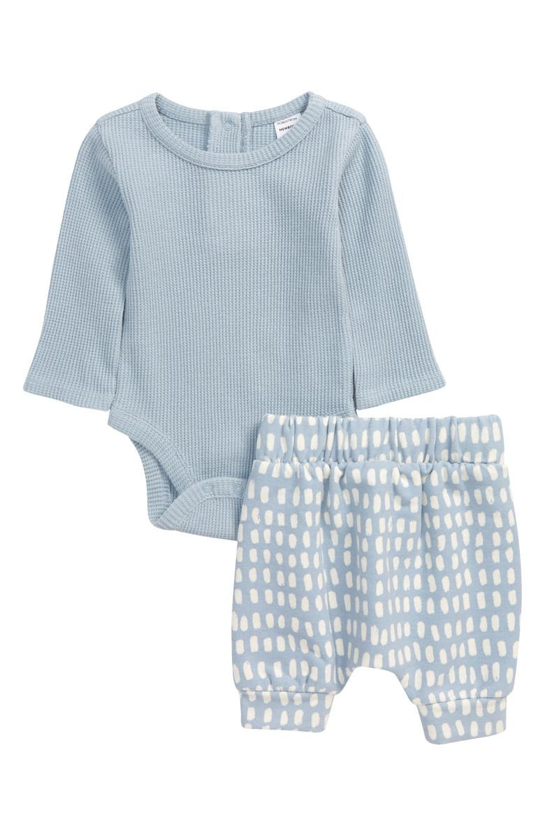 Baby Cotton Waffle Bodysuit & Print Pants Set | Nordstrom | Nordstrom