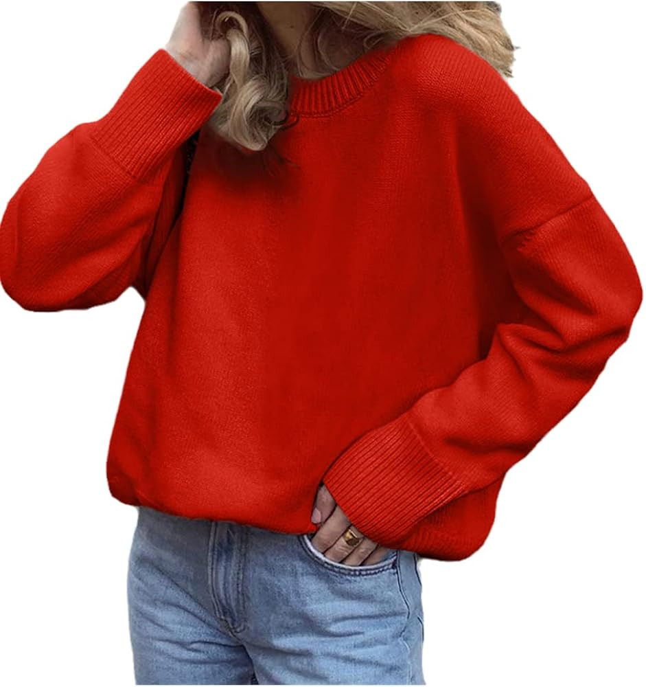 Niiyyjj Casual O Neck Solid Color Long Sleeve Sweater Women Loose Soft Cashmere Pullover Women El... | Amazon (US)