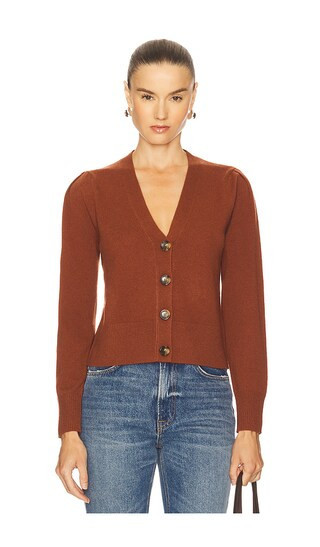 Veronica Beard Solene Cashmere Cardigan in Brown. - size S | Revolve Clothing (Global)