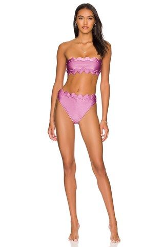 ADRIANA DEGREAS Moves High Leg Bandeau Bikini Set in Lilac from Revolve.com | Revolve Clothing (Global)