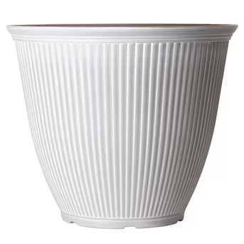 Style Selections Round 17.5-in W x 15-in H x Off-white Recycled plastic Indoor/Outdoor Planter | Lowe's