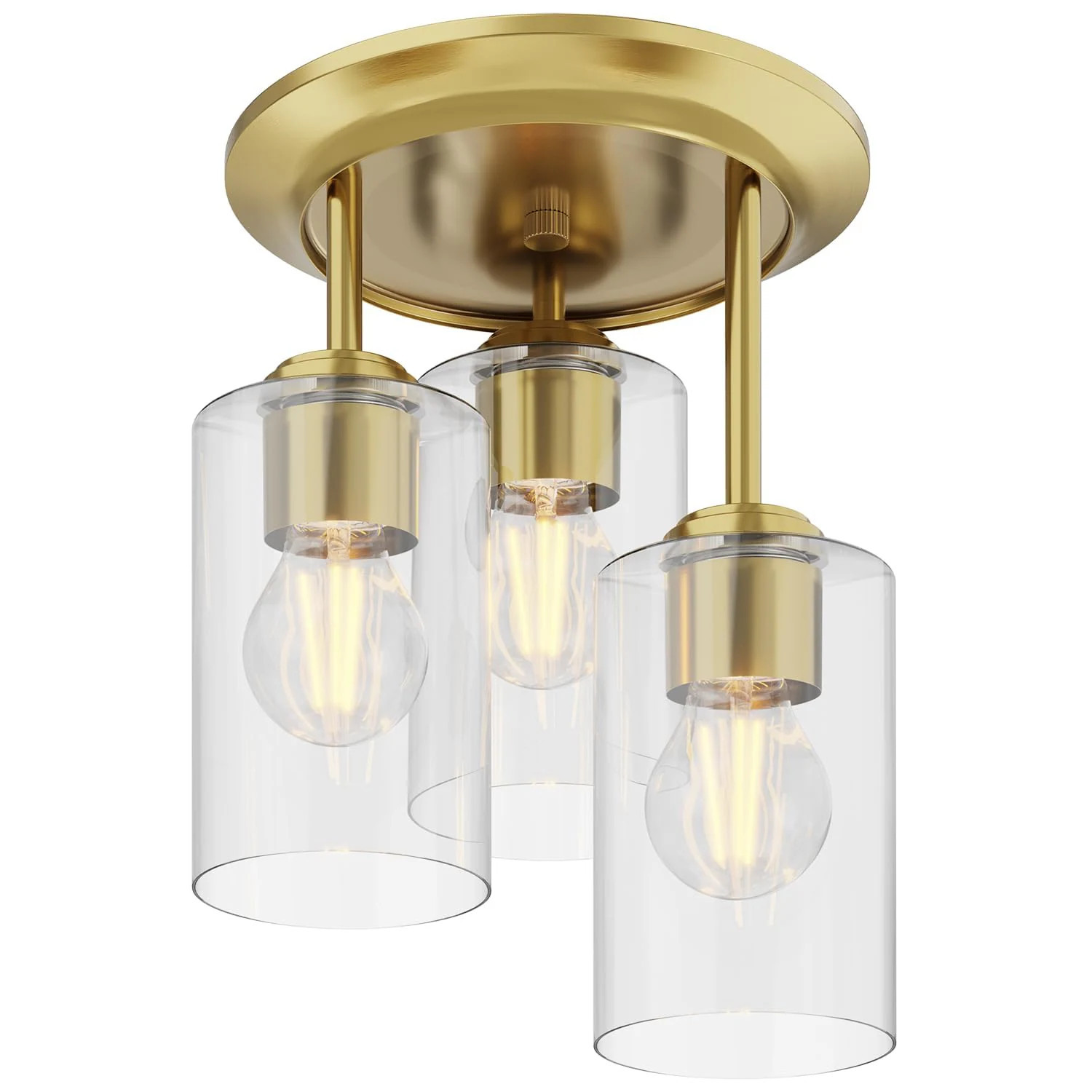 LTMATE JAZAVA 9-in Gold Indoor 3 -Light Semi-flush Mount Light with Clear Glass one_size | LSWL007-SB | Lowe's