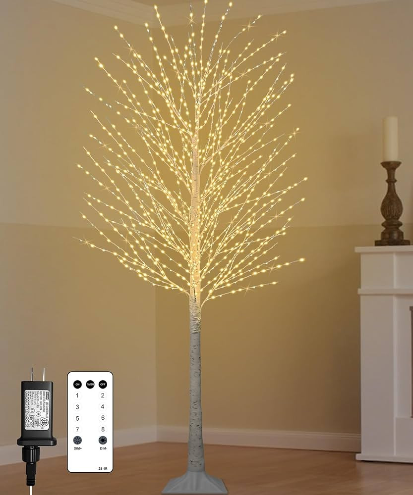 7FT Lighted Birch Tree with 1200 LED Warm White Lights, 8 Functions Remote Faux Light Up Twig Chr... | Amazon (CA)