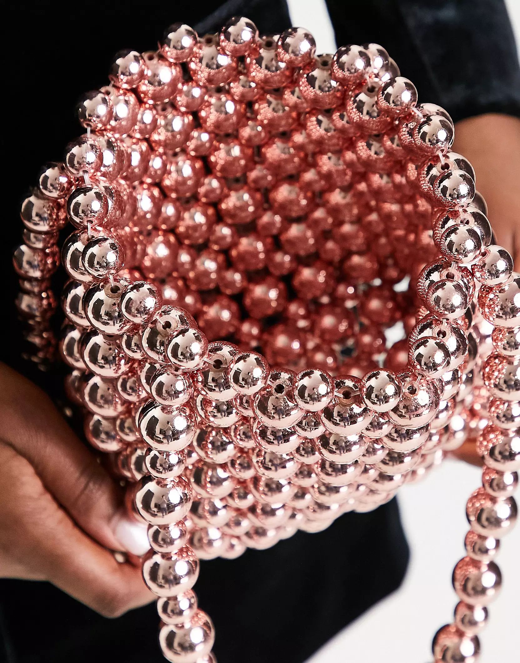 ASOS DESIGN shoulder bag with ball beads in pink | ASOS (Global)