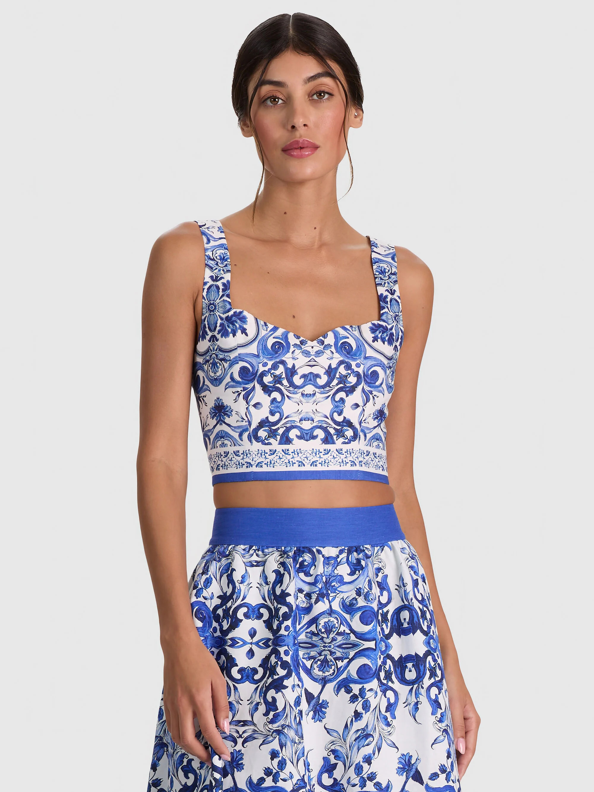 MIRIAM LINEN SWEETHEART TOP | Alice + Olivia