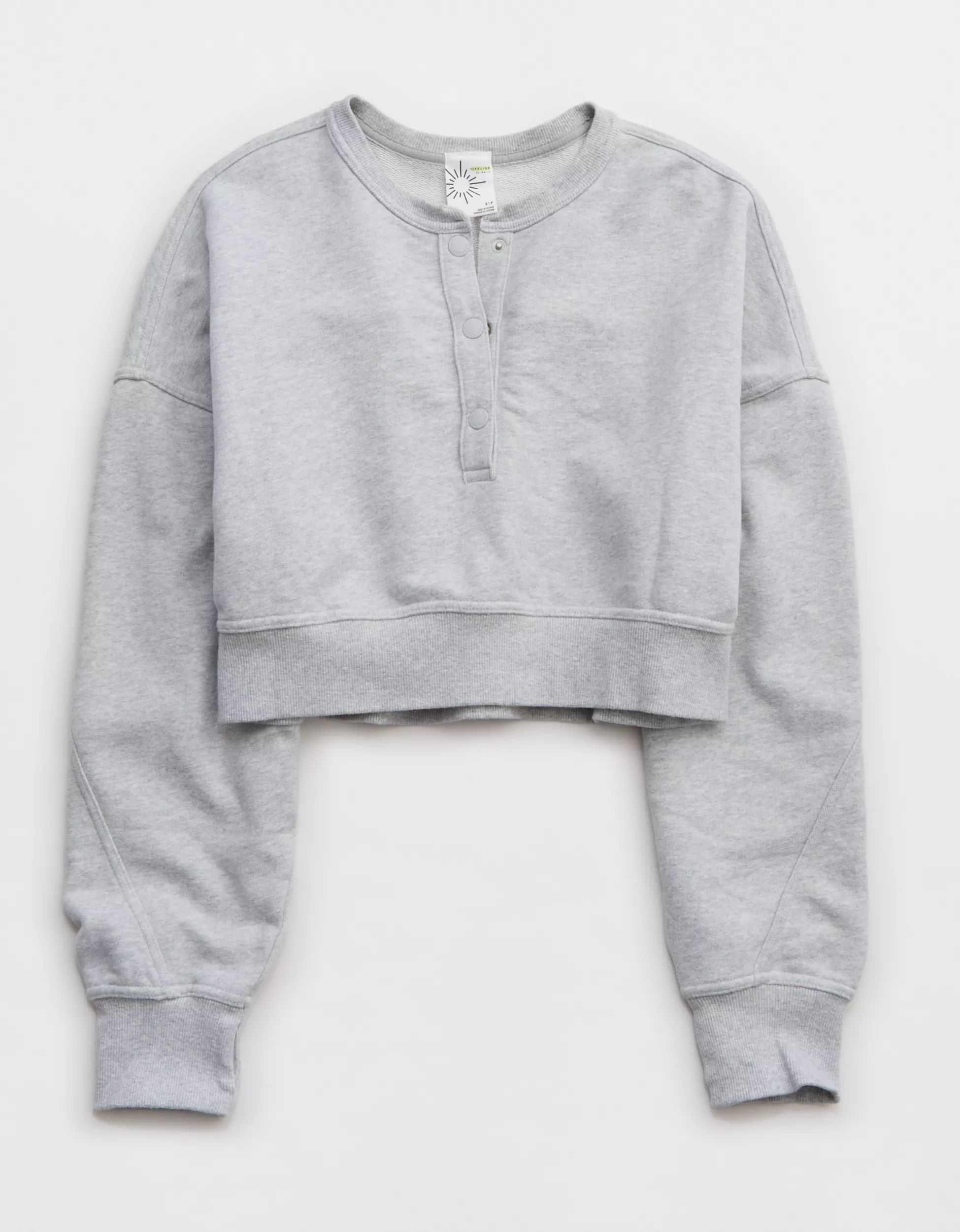 OFFLINE By Aerie Throwback Snap Fleece Crewneck Sweatshirt | Aerie