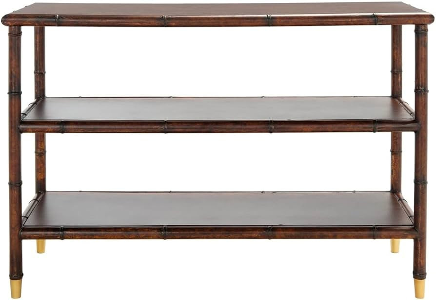 Safavieh Home Collection Tudor Dark Brown/Gold 3-Shelf Console Table (Fully Assembled) CNS6601A | Amazon (US)