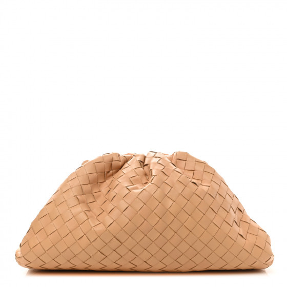 BOTTEGA VENETA Nappa Maxi Intrecciato The Pouch Oversized Clutch Almond | FASHIONPHILE | FASHIONPHILE (US)