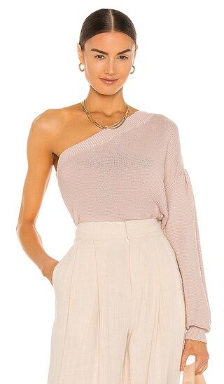 Aliza One Shoulder Sweater in Taupe | Revolve Clothing (Global)