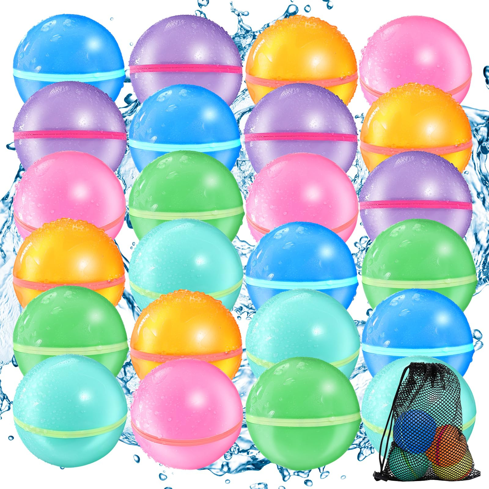 24Pcs Refillable Water Balloons, Magnetic Self Sealing Quick Fill Water Balloons, Summer Water Toys Water Bomb, Outdoor Pool Toys, Used for Water Fight Game, Summer Party. | Amazon (US)