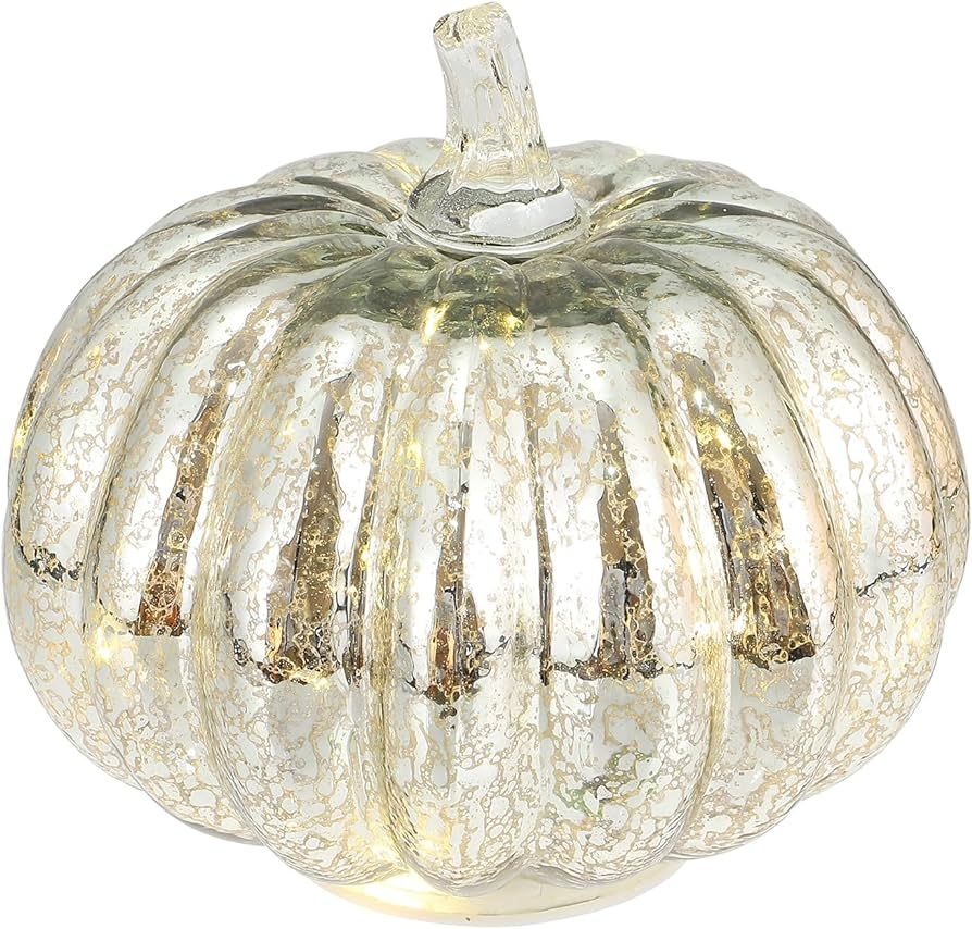 OSALADI Mercury Glass Pumpkin Light Battery Powered Led Light up Pumpkin for Halloween Fall Decor... | Amazon (US)