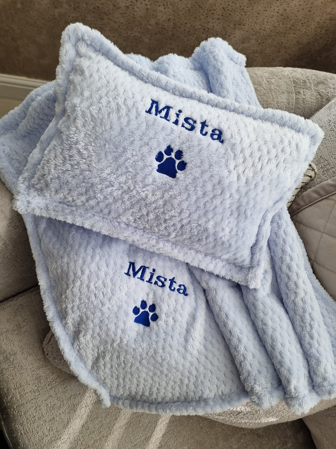 Pet Cushion and Blanket With Personalised Embroidery - Etsy UK | Etsy (UK)