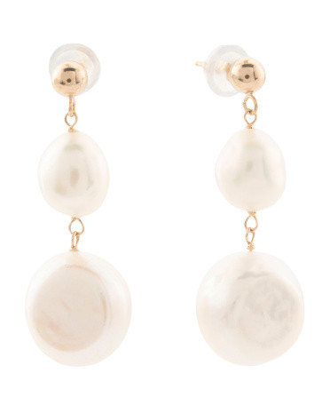 Made In The Usa 14kt Gold Freshwater Pearl Drop Earrings | TJ Maxx