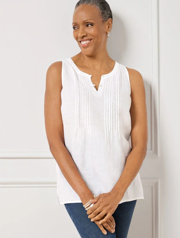 Linen Pintuck Yoke Shell | Talbots