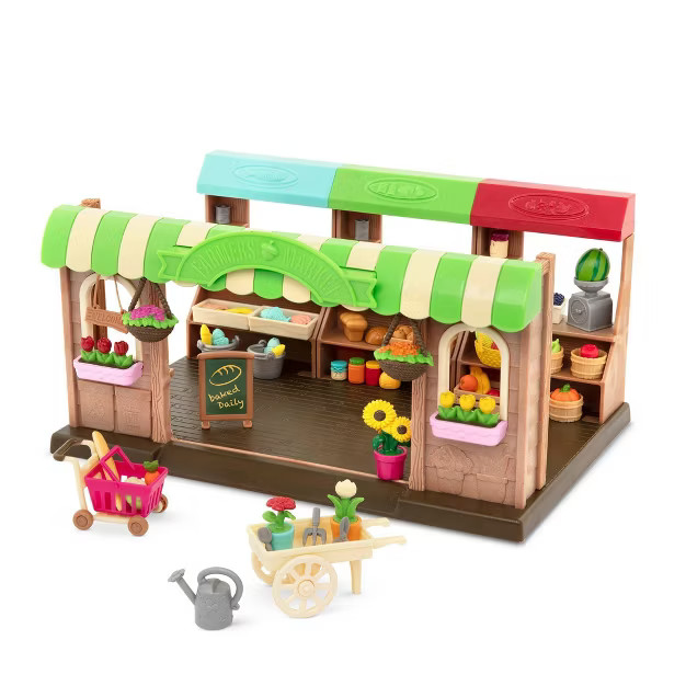 Li'l Woodzeez Store Playset with Toy Food 68pc - Hoppin' Farmers Market | Target