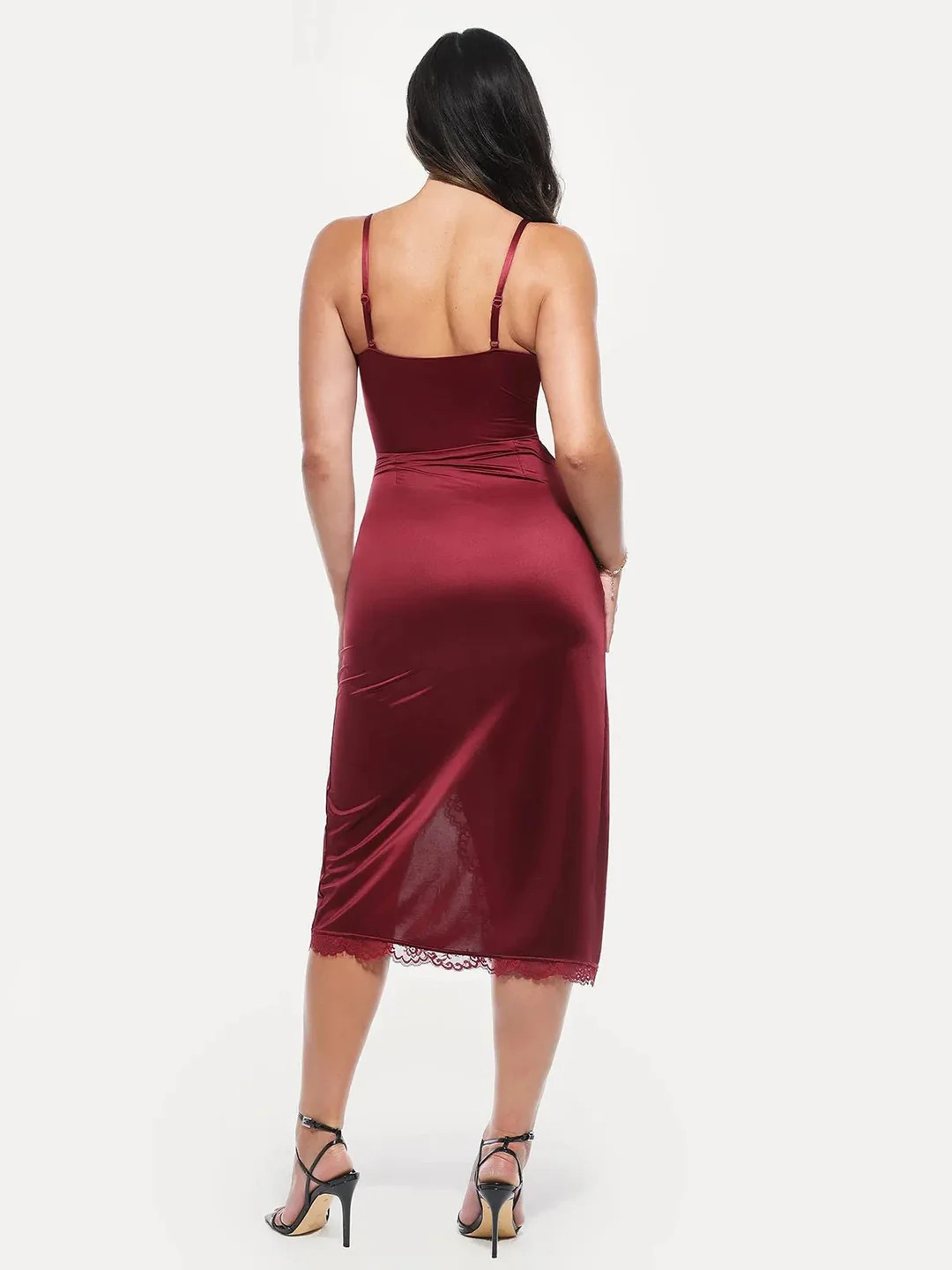 Lace Trim Sculpting Floral-Print Midi Dress | Popilush