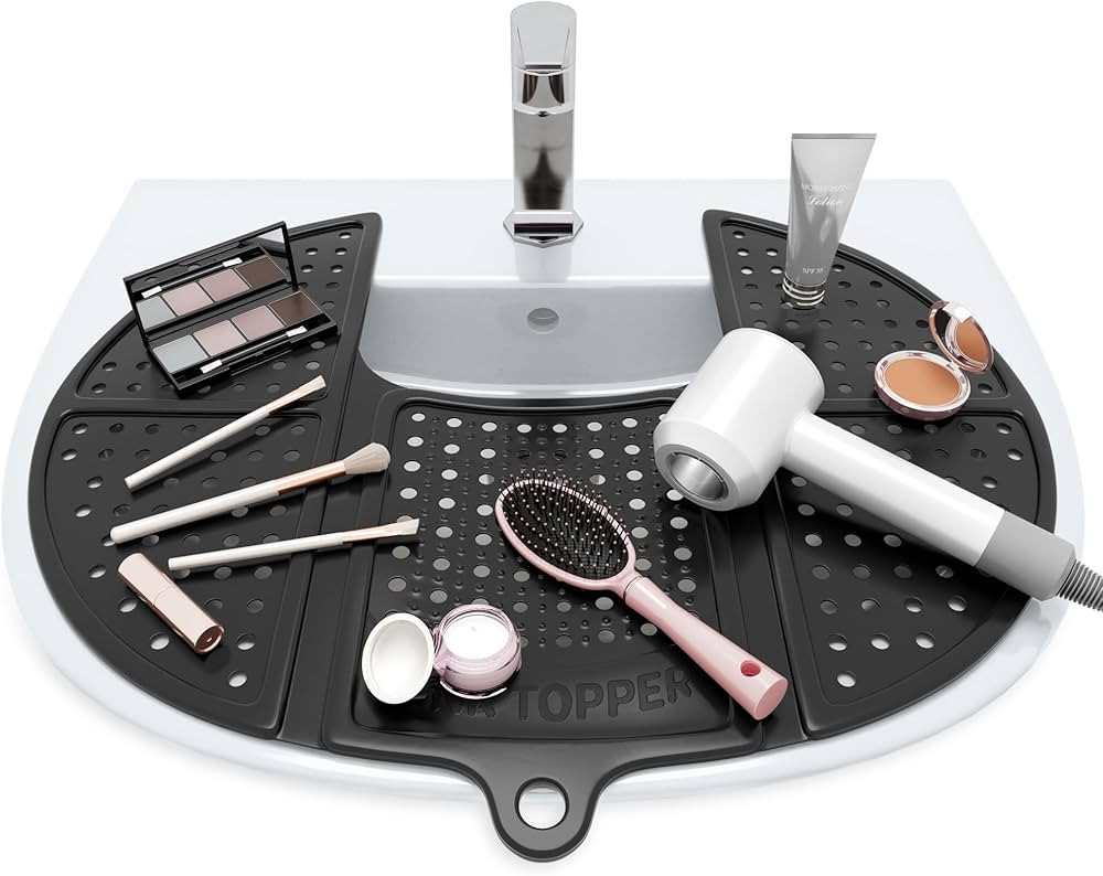 Sink Topper Foldable Sink Cover | Silicone Beauty Makeup Brush Cleaning Mat | Hot Tools Organizer... | Amazon (US)