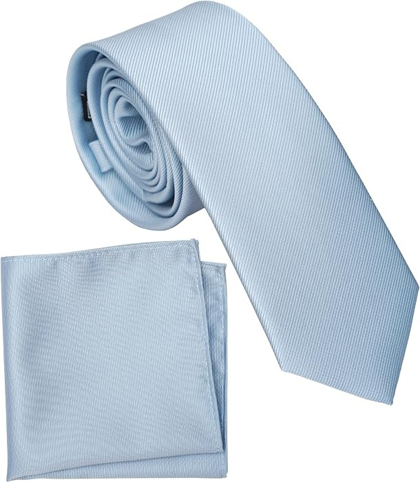 Boy's Solid Tie with Pocket Square Set, Regular Necktie for Children and Kids, Self-Tied | Amazon (US)