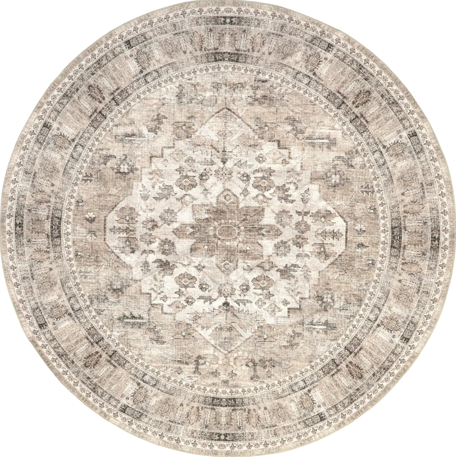Color: StoneKeyara Spill Proof Washable Rug | Stone Stone swatchShape: RoundRectangleRunnerRoundS... | Rugs USA