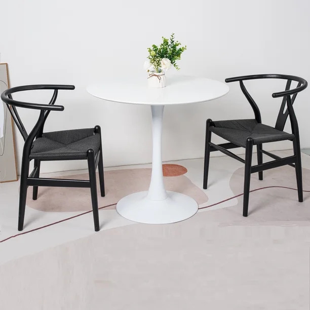 Tomile Mid Century Modern black wood wishbone dining chair, Solid Wood Chair for kitchen and Offi... | Walmart (US)