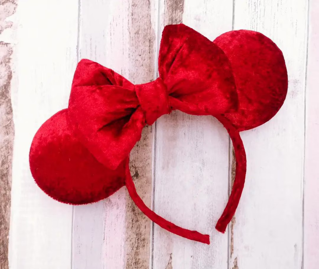 Disney Minnie Mouse Ears Inspired Headband - Luxury Red Velvet - Holiday Halloween Christmas Gift... | Etsy (US)