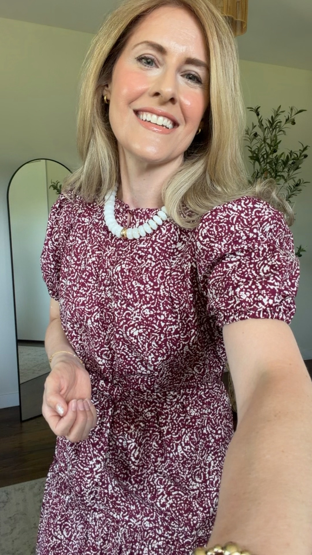 Great little late summer dress in woven cotton, beautiful burgundy print, pockets, and just $20! Fits tts I’m in a small. #walmartfashion

#LTKOver40