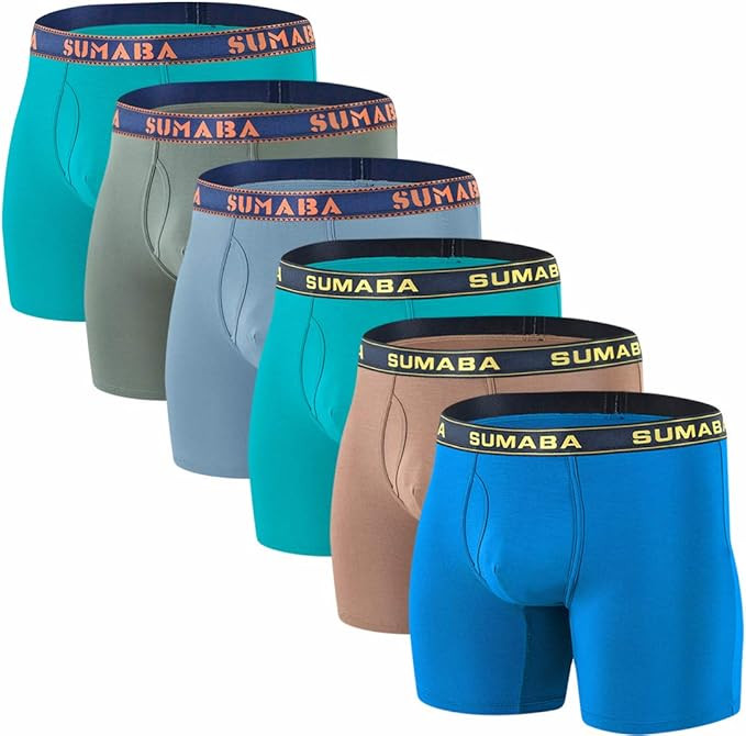 SUMABA Men's Underwear Moisture Wicking Bamboo Comfort Boxer Briefs M L XL 2XL 3XL | Amazon (US)