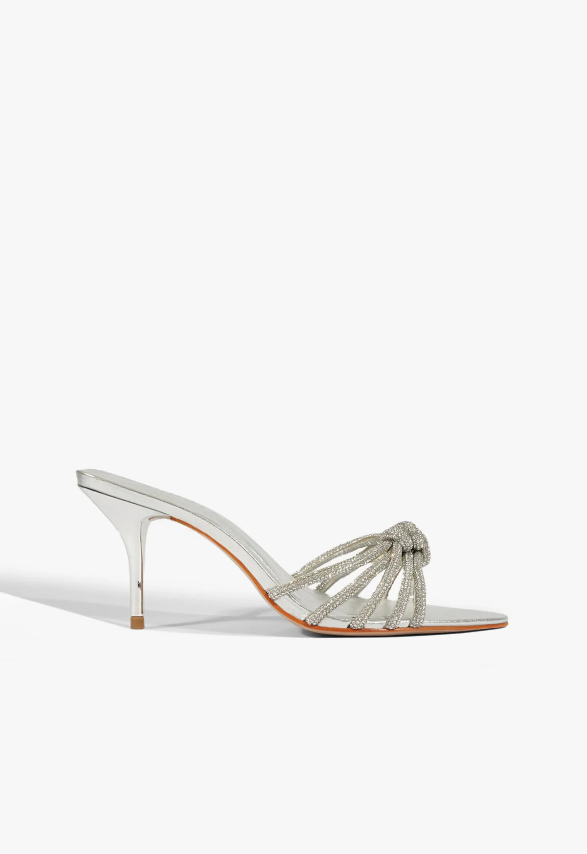 Pearline Silver Mid Stiletto Heel Sandal | SCHUTZ | Schutz (US)